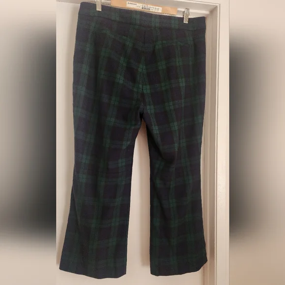 J. Crew Hayden Green and Navy Plaid Kickout Crop Pants Wool Mix Dark Academia 14 - Picture 4 of 7